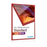 Alu-Bilderrahmen Standard - rot glanz (RAL 3000) - 21 x 29,7 cm (DIN A4) - Polystyrol antireflex