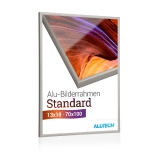 Alu-Bilderrahmen Standard - silber matt - 15 x 20 cm - Bilderglas klar - mit Aufsteller
