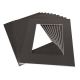 White Core Schrägschnitt-Passepartout - holzkohle - 20 x 25 cm - Ausschnitt 12,4 x 17,4 cm - 10er Pack