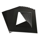 White Core Schrägschnitt-Passepartout - schwarz - 30 x 40 cm - Ausschnitt 20 x 28,7 cm - 10er Pack