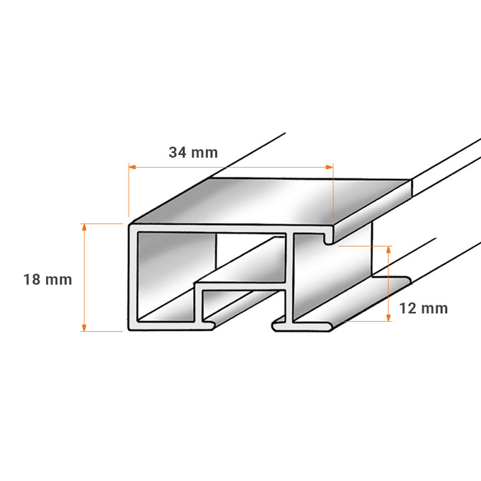 Meterware Profil 34 - silber fein gebürstet - 200 cm