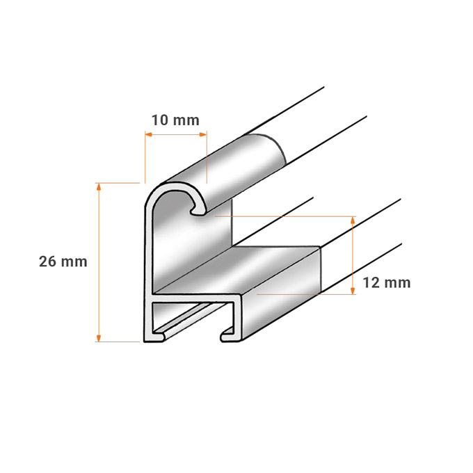 Meterware Profil 10 - silber matt - 200 cm