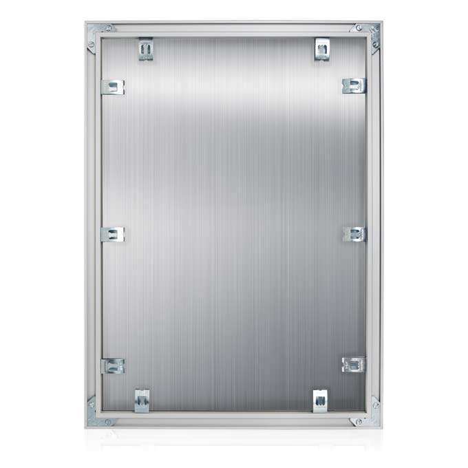 Trikotrahmen Clip Distance magnetic - silber matt - 70 x70 cm - Polystyrol klar - Stahlrückwand weiß 