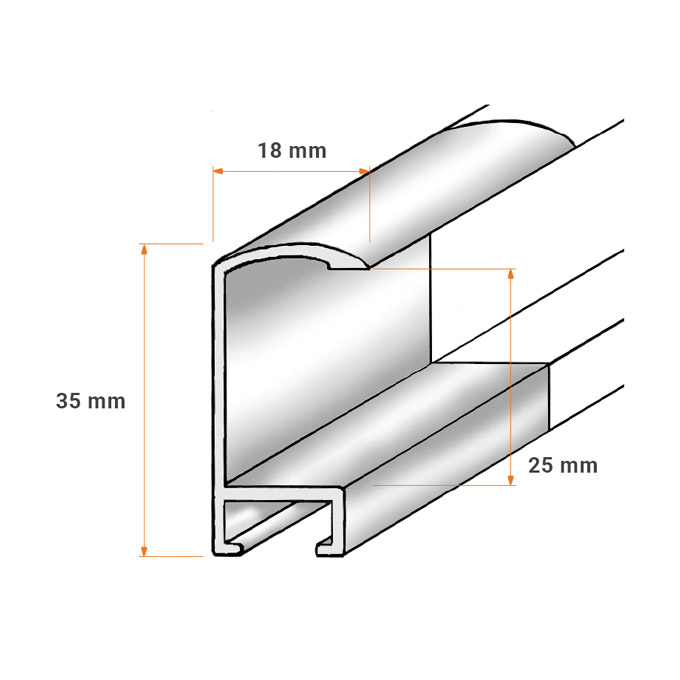 Meterware Profil 18 - weiß matt (RAL 9010) - 200 cm