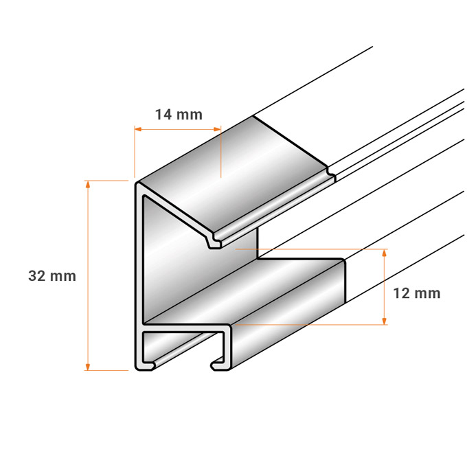 Meterware Profil 14 - silber matt - 200 cm