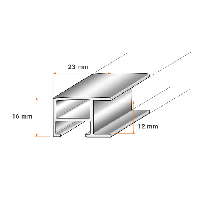 Meterware Profil 23 - silber fein gebürstet - 200 cm