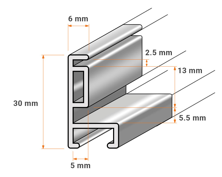 Zuschnitt Profil 6D - silber matt - 21 x 29,7 cm (DIN A4) Bildmaß