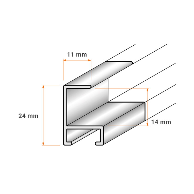 Meterware Profil 11 - silber fein gebürstet - 200 cm
