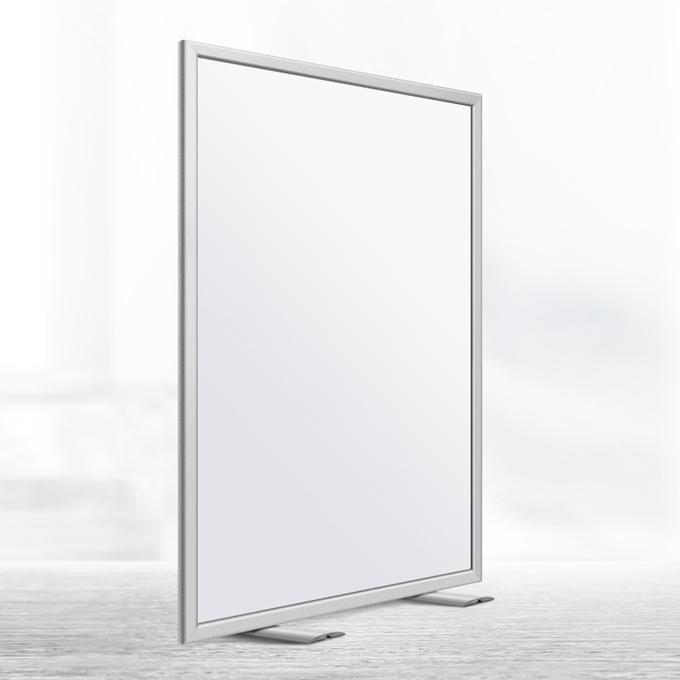 Trennwandrahmen Counter Privacy XL - silber matt - 70 x 100 cm - Hochformat - 3 mm Forex® weiß